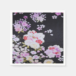Schwarz-weißes japanisches Kimono-Deko Serviette