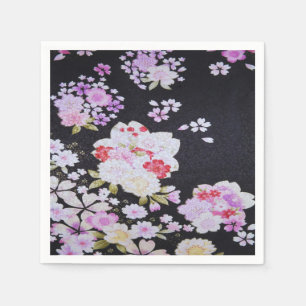 Schwarz-weißes japanisches Kimono-Deko Serviette