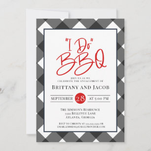 Schwarz-weißes Kariert I Do GRILLEN Verlobung Einl Einladung