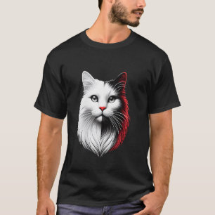Schwarz-weißes Katzen-Gesicht T-Shirt