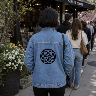 Schwarz-weißes keltisches Knotenmuster-Kreissymbol Jeansjacke