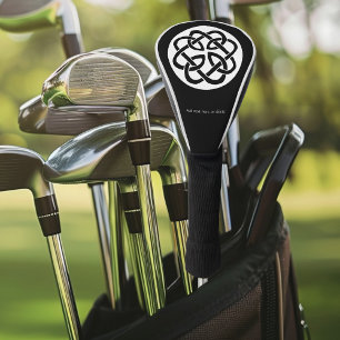 Schwarz-weißes keltisches Knotenwerk-Kreissymbol Golf Headcover