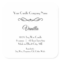 Schwarz-weißes Kerzenetikett Geblüht Minimalistisc