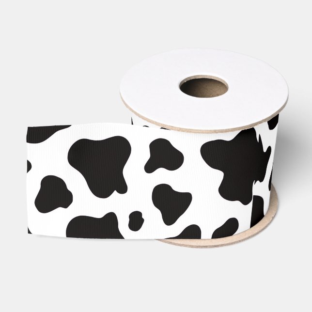 Schwarz-weißes Kunstkuh-Leder  Ripsband (Spule)