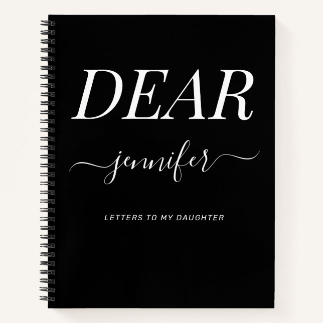 Schwarz-weißes liebes Daughter Keepake-Memory-Note Notizbuch (Vorderseite)