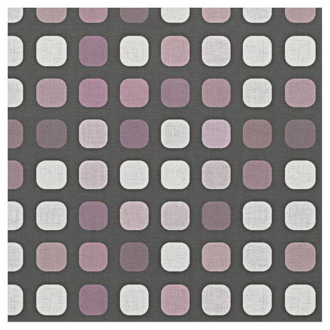 Schwarz-weißes Lila Retro-Chic Round-Square-Muster Stoff (Nahaufnahme)