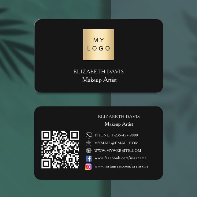 Schwarz-weißes Logo Qr Code Social Media Visitenkarte (Von Creator hochgeladen)