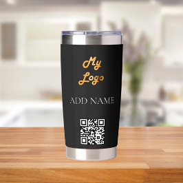 Schwarz-weißes Logo Thermobecher