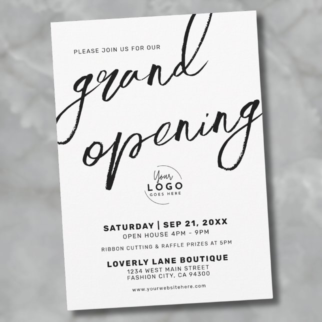 Schwarz-weißes Logogeschäft - Große Öffnung Einladung (Black White Logo Business Grand Opening Invitation)