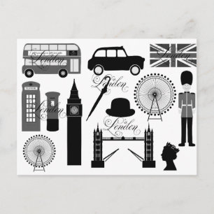 Schwarz-weißes Londoner Großbritannien-Symbol - Vi Postkarte