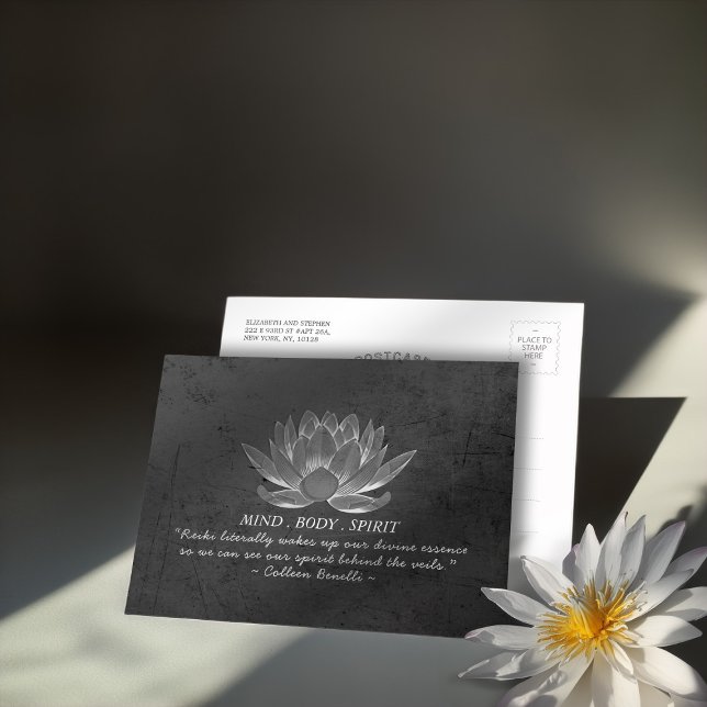 Schwarz-weißes Lotus Yoga Medizin-Diplom Postkarte (Von Creator hochgeladen)