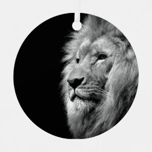 Schwarz-weißes Löwenportrait - Tierfotografie Ornament