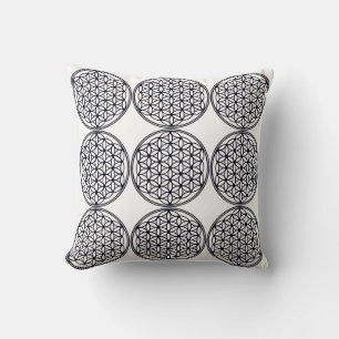 Schwarz-weißes Mandala Geometric Pattern Pillow Kissen