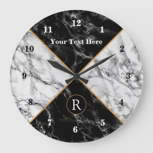 Schwarz-weißes Marbild für  Textmonogramm-Uhr Große Wanduhr