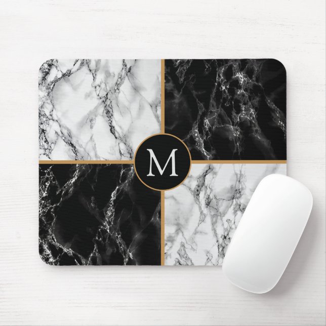 Schwarz-weißes Marbor mit benutzerdefinierter Lett Mousepad (Mit Mouse)