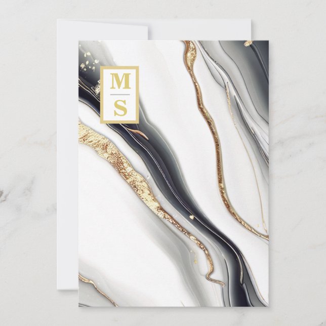 *~ SCHWARZ-WEISSES Marmorabzeichen AR66 UAWG QR Ho Einladung (Vorderseite)