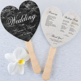 Schwarz-weißes Marmorherz Elegantes Hochzeitsprogr Fächer