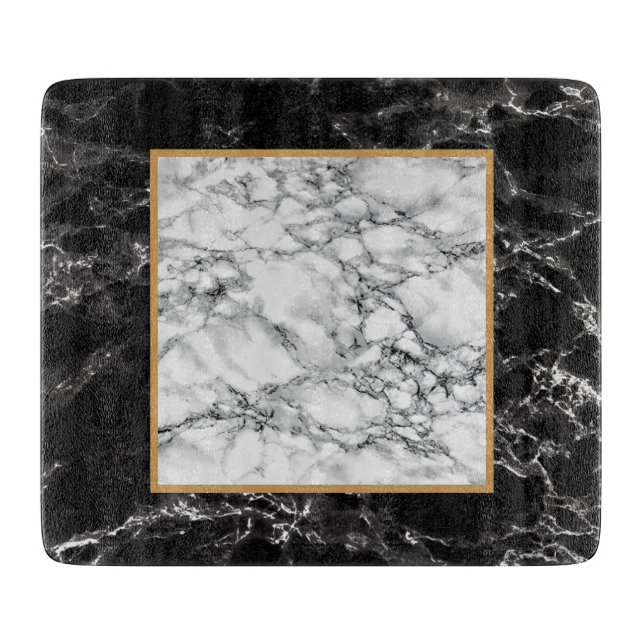 Schwarz-weißes Marmorsteinschneidebrett Schneidebrett (Vorderseite)