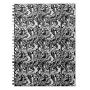 Schwarz-weißes Marmorwirbel-Monochrom-Abstrakt Notizblock