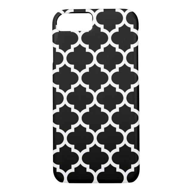Schwarz-weißes marokkanisches Quatrefolienmuster # Case-Mate iPhone Hülle (Rückseite)