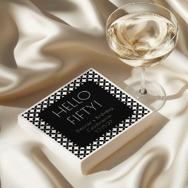 Schwarz-weißes Mid Century Mod 50. Geburtstag Cust Serviette