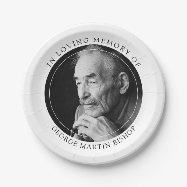 Schwarz-weißes Minimalistisches Foto im liebenden  Pappteller (Vorderseite)