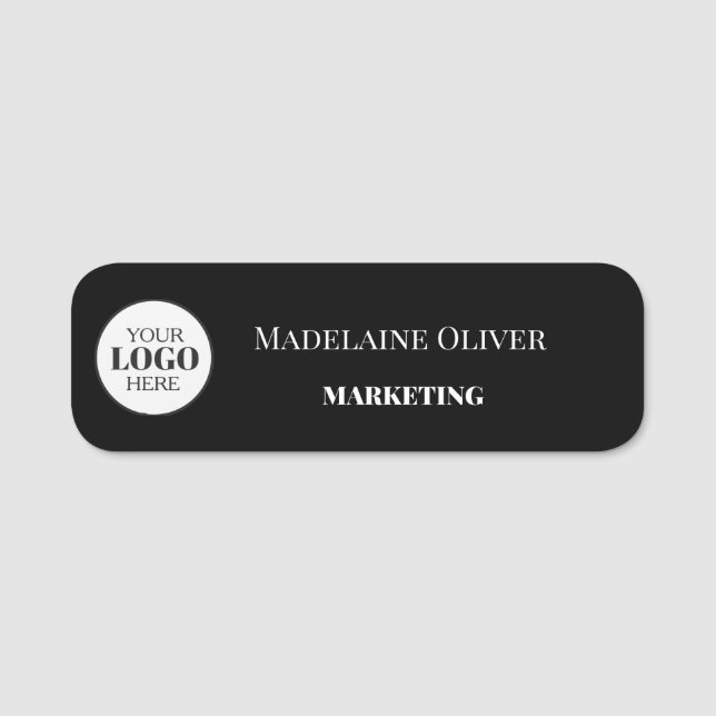 Schwarz-weißes Mitarbeiterlogo Namensschild (Vorderseite)