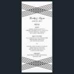 Schwarz-weißes modernes Deko-Hochzeitmenü Menükarte<br><div class="desc">Einfache und elegante Modern Deko Wedding Menu Card mit gestreiftem,  kreuz-kreuz geschraftetem Deko in Schwarz/Weiß. Diese klassische Speisekarte kann einfach mit Ihren Hochzeitsdetails angepasst werden. Klicken Sie für weitere Anpassungsoptionen auf die Schaltfläche Anpassen.</div>