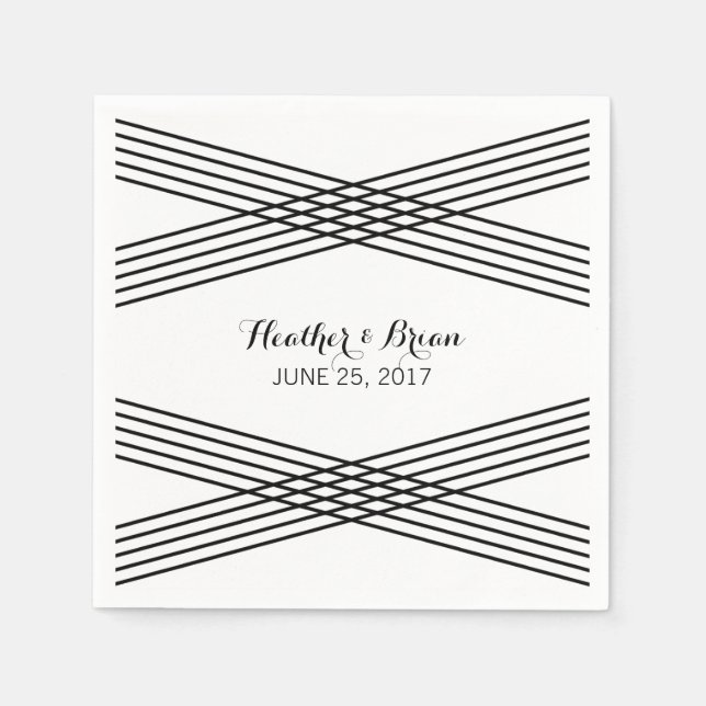Schwarz-weißes modernes Deko Papier Napkins Serviette (Vorderseite)
