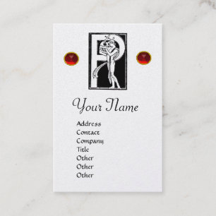 SCHWARZ-WEISSES MONOGRAM P ALEPHABET-SCHREIBEN, RO VISITENKARTE