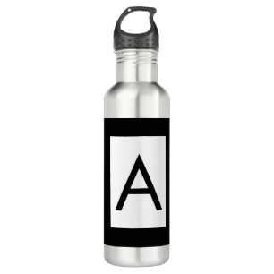 Schwarz-weißes Monogramm Anfangsschreiben Modernes Edelstahlflasche