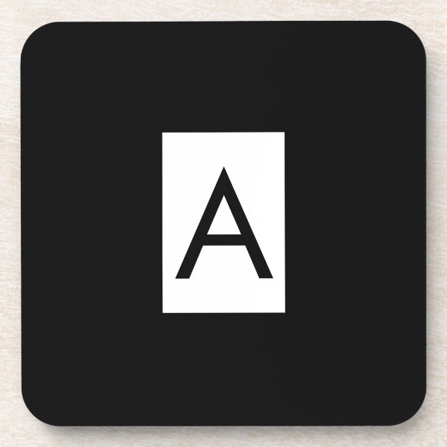 Schwarz-weißes Monogramm Anfangsschreiben Modernes Getränkeuntersetzer (Vorderseite)