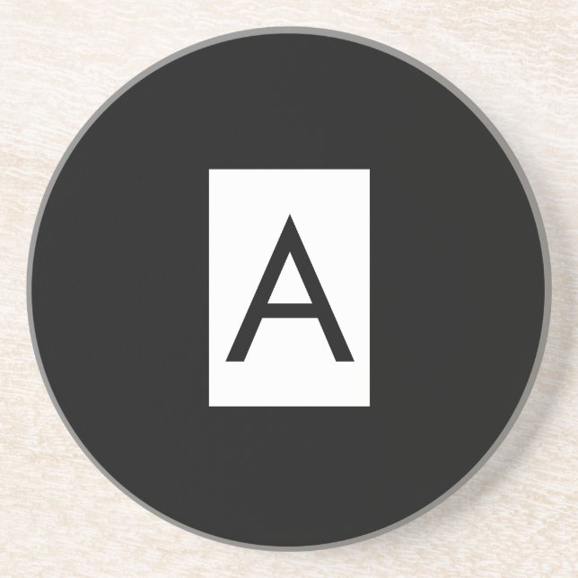 Schwarz-weißes Monogramm Anfangsschreiben Modernes Getränkeuntersetzer (Vorne)