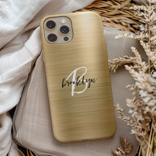 Schwarz-weißes Monogramm aus goldgegossenem Metall Case-Mate iPhone Hülle