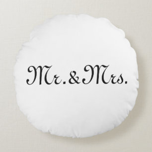 Schwarz-weißes Monogramm des w/Initials-Paares anp Rundes Kissen