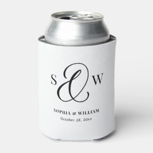 Schwarz-weißes Monogramm Et-Zeichen Luxus-Hochze Dosenkühler