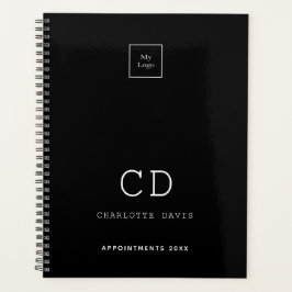 Schwarz-weißes Monogramm-Firmenlogo 2026 Planer