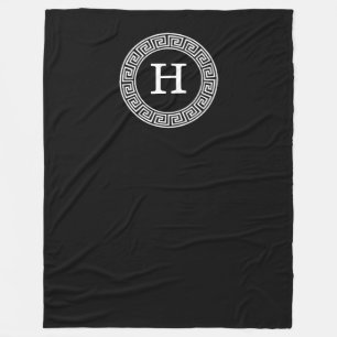 Schwarz-weißes Monogramm für den griechischen Schl Fleecedecke