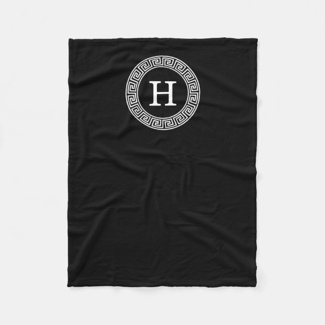 Schwarz-weißes Monogramm für den griechischen Schl Fleecedecke (Vorderseite)