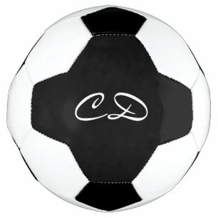 Schwarz-weißes Monogramm-Initialskript Fußball