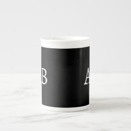 Schwarz-weißes Monogramm-Markenname-Klassiker-Tass Prozellantasse