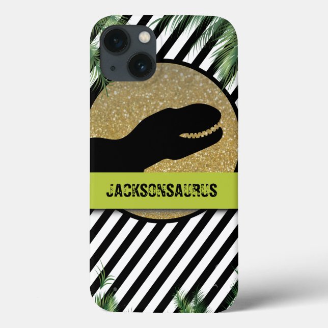 Schwarz-weißes Monogramm mit Dinosaurier Case-Mate iPhone Hülle (Rückseite)