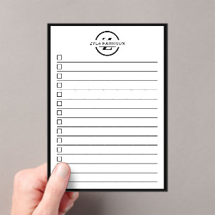 Schwarz-weißes Monogramm-Name To-Do-Liste Trockenr Acryleinladungen