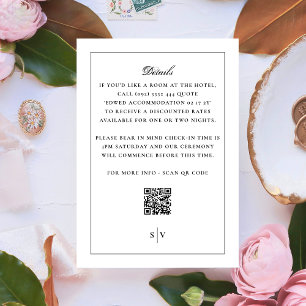 Schwarz-weißes Monogramm QR CODE Elegante Hochzeit Begleitkarte