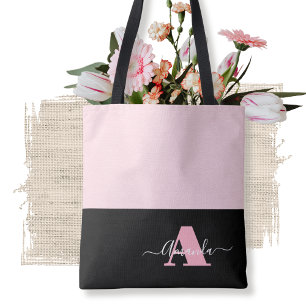Schwarz-weißes Monogramm-Script in Rosa