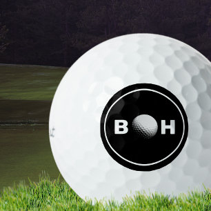 Schwarz-weißes Monogramm zur Identifizierung von G Golfball
