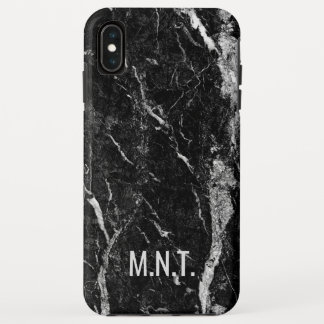 Schwarz-weißes Monogrammarmor-Kastengeschenk für Case-Mate iPhone Hülle