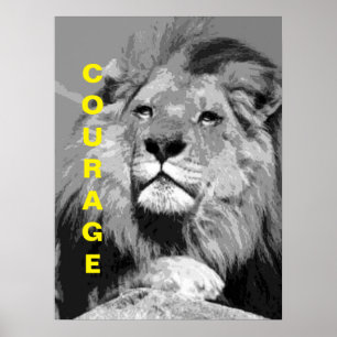 Schwarz-weißes Motivierend Course Lion Poster