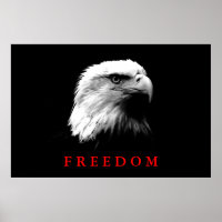 Schwarz-weißes Motivierend Freedom Eagle Eyes Post
