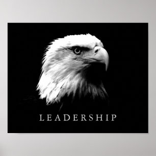 Schwarz-weißes Motivierend Leadership Eagle Poster
